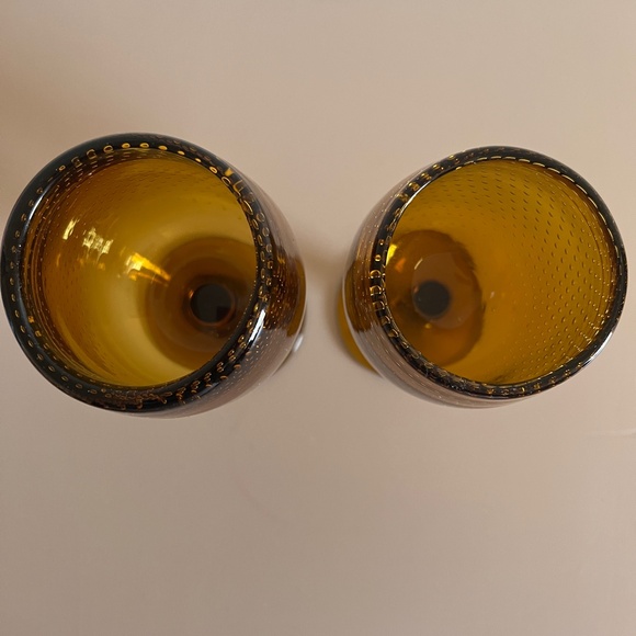 Vintage Unbranded Amber Goblet Set of 2 - Picture 8 of 9